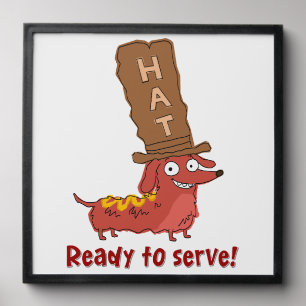 Dachshund Hot Dog Pun Peel And Stick Photo Tile