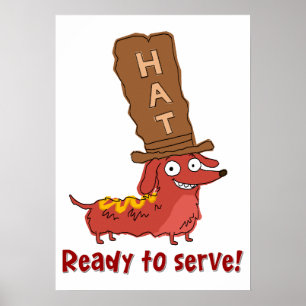 Dachshund Hot Dog Pun Poster