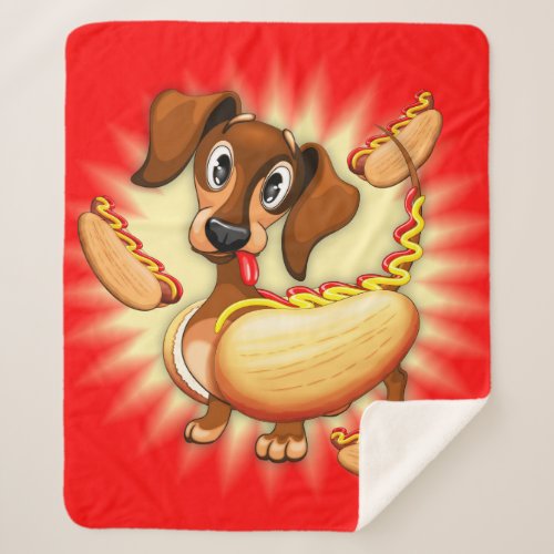 Dachshund Hot Dog Sherpa Blanket