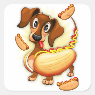 Dachshund Hot Dog Square Sticker