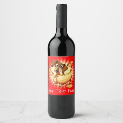 Dachshund Hot Dog Wine Label