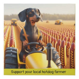 Dachshund Hotdog Farmer Faux Canvas Print