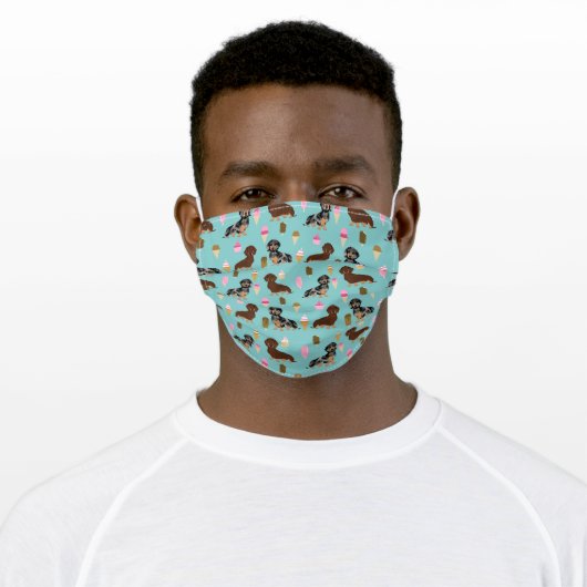 Dachshund ice cream dog adult cloth face mask (Worn)