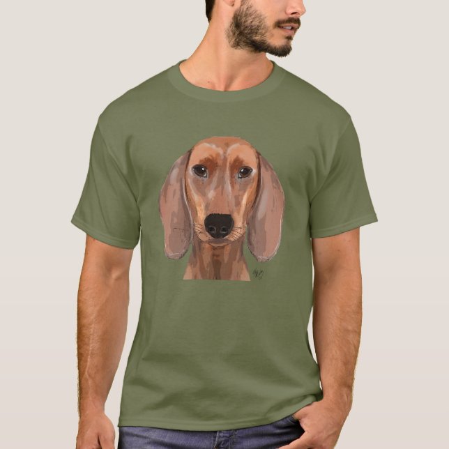 Dachshund Illustration Plain T-Shirt (Front)