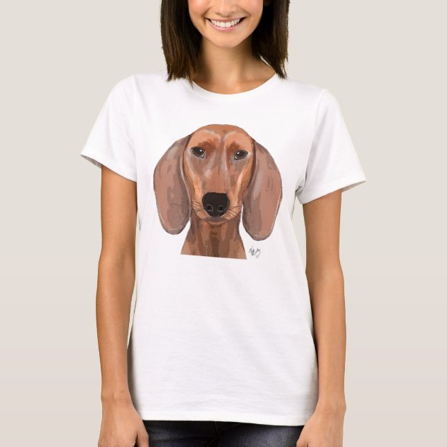 Dachshund Illustration Plain T-Shirt (Front)