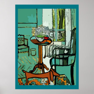 Dachshund In Bed Room Poster