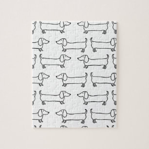 Dachshund in black-white jigsaw puzzle