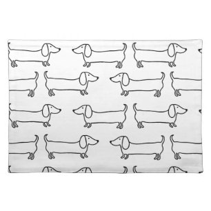 Dachshund in black-white placemat