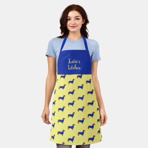 Dachshund In Blue Sweater Apron