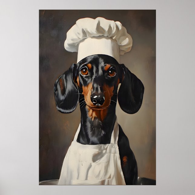 Dachshund In Chefs Hat Poster, Pet Poster (Front)