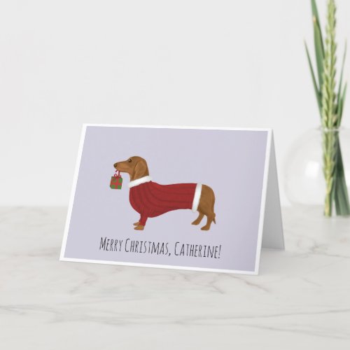Dachshund in Christmas Jumper Holiday Card