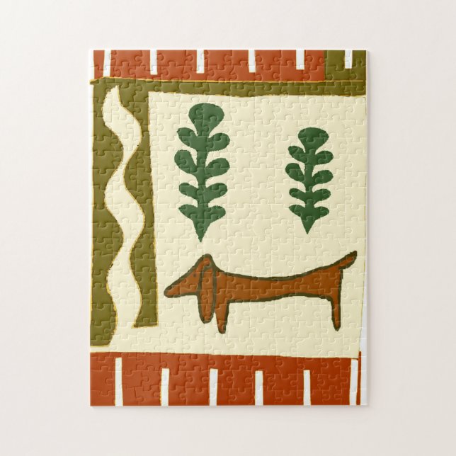 Dachshund in forest  abstract jigsaw puzzle (Vertical)