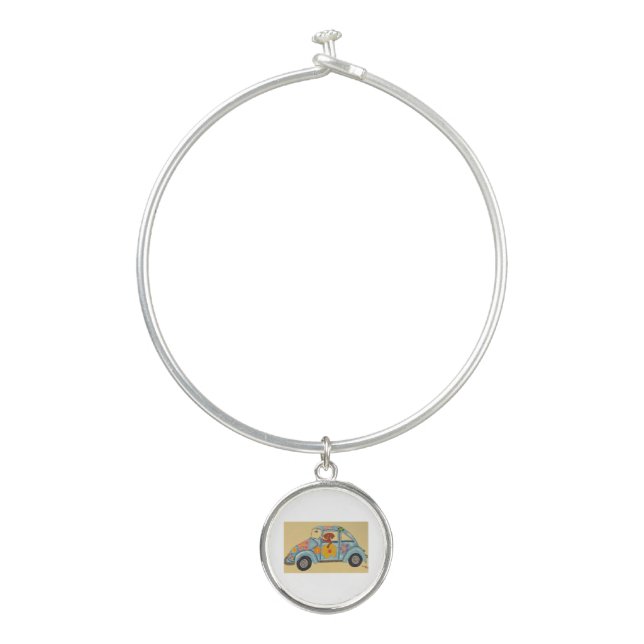 Dachshund in Hippie car  Bangle Bracelet (Front)