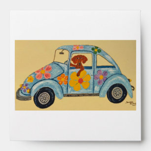 Dachshund in Hippie car Envelope