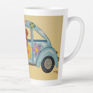 Dachshund in Hippie car Latte Mug