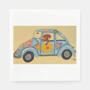 Dachshund in Hippie car  Napkins