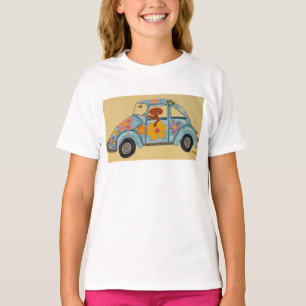 Dachshund in Hippie Car T-Shirt
