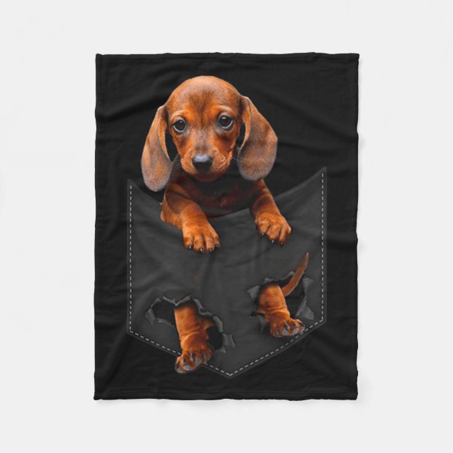 Dachshund In My Cket  Fleece Blanket (Front)