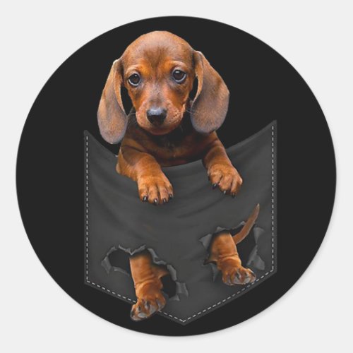 Dachshund In My Pocket Dachshund Weiner Dog Gift Classic Round Sticker