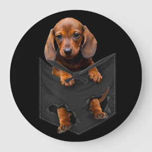 Dachshund In My Pocket Dachshund Weiner Dog Gift Large Clock