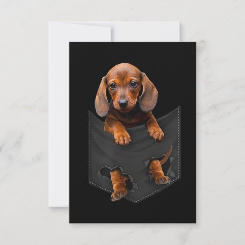 Dachshund In My Pocket Dachshund Weiner Dog Gift RSVP Card