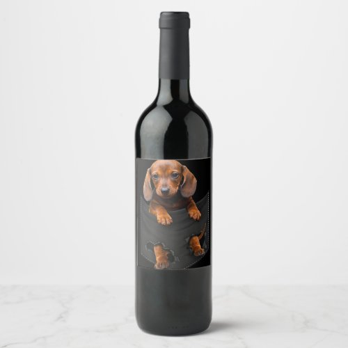 Dachshund In My Pocket Dachshund Weiner Dog Gift Wine Label
