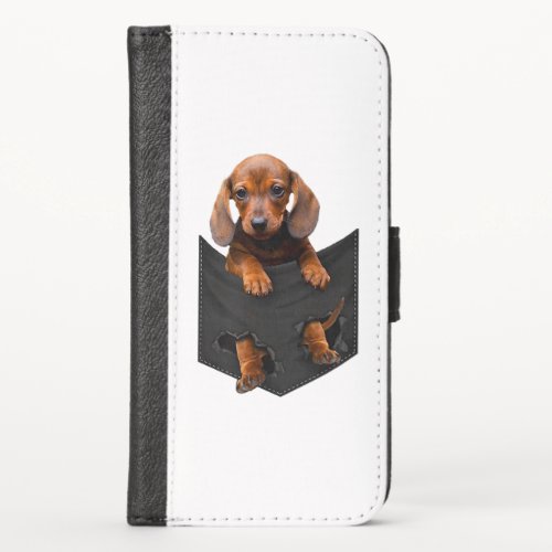 Dachshund In My Pocket Weiner Dog iPhone XS Wallet Case