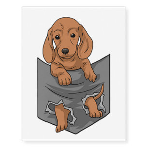 Dachshund In My Pocket Weiner Dog Puppy Men Women Temporary Tattoos