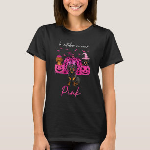 Dachshund In October We Wear Pink Halloween Dog Pu T-Shirt