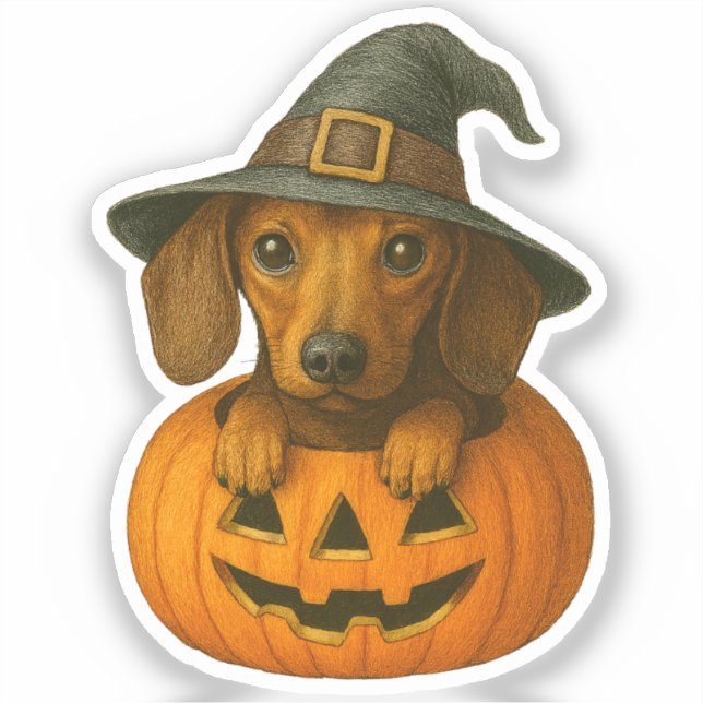 Dachshund in Pumpkin Sticker (Front)