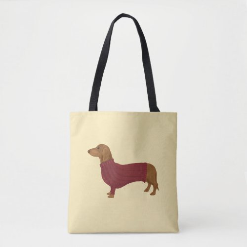 Dachshund In Red Sweater Tote Bag