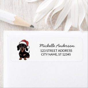 Dachshund in Santa Hat Christmas Return Address    Label