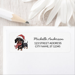 Dachshund in Santa Hat Christmas Return Address Label