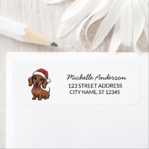 Dachshund in Santa Hat Christmas Return Address    Label