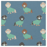 Dachshund in scrubs dark blue fabric