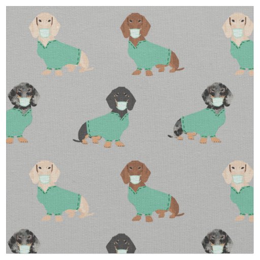 Dachshund in Scrubs grey Fabric