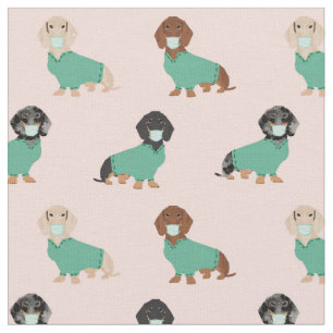 Dachshund in scrubs light pink fabric