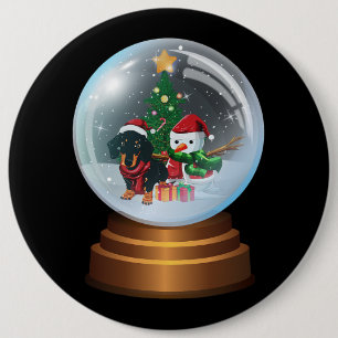 Dachshund in Snowball Weinerful Christmas Doxie Lo Button