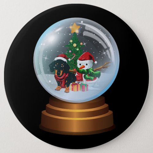 Dachshund in Snowball Weinerful Christmas Doxie Lo Button