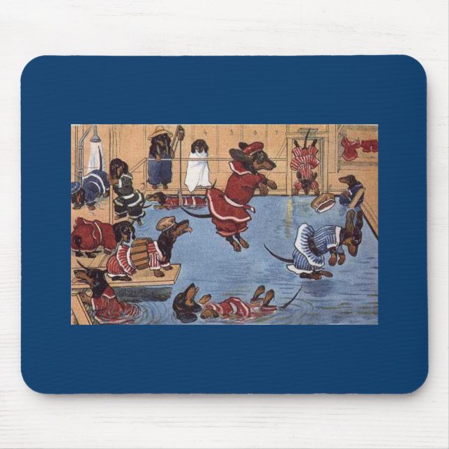 Dachshund In The Pool Vintage Mousepad (Front)