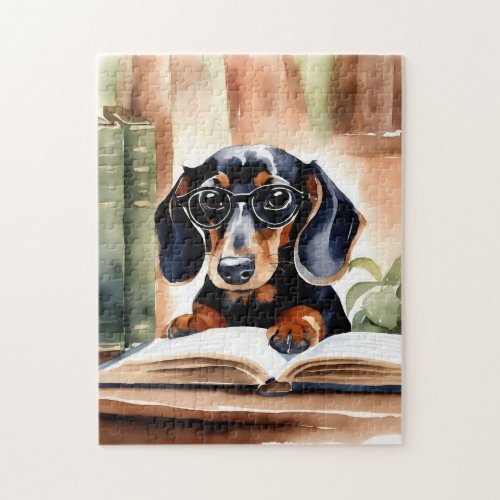 Dachshund in Watercolor Art Jigsaw Puzzle