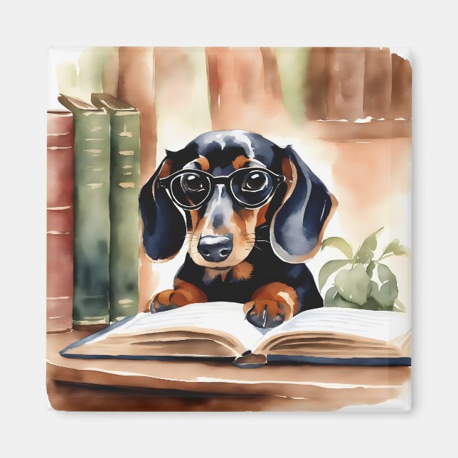 Dachshund in Watercolor Art Magnet (Front)