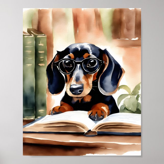 Dachshund in Watercolor Art Poster (Front)