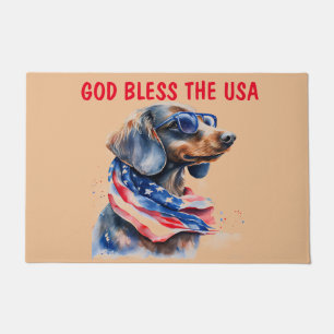 DACHSHUND INDEPENDENCE DAY DOORMAT