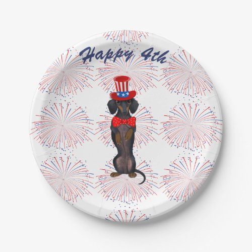Dachshund Independence Day Paper Party Plates