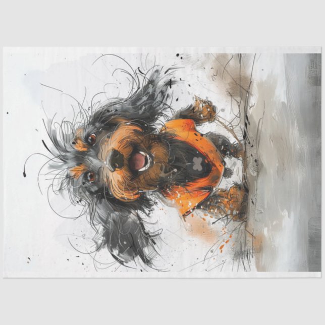 Dachshund Inky the Dog Decoupage Tissue Paper (Front)