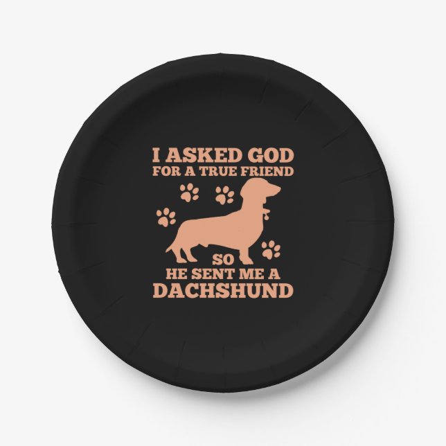 Dachshund Is My True Friend Paper Plates (Front)