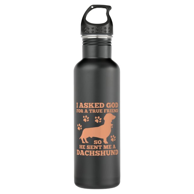 Dachshund Is My True Friend Stainless Steel Water Bottle (Front)