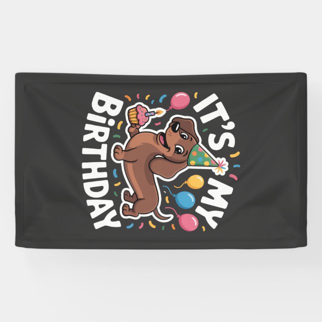 Dachshund It's My Birthday Banner (Horizontal)