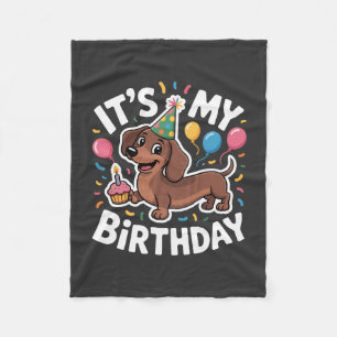 Dachshund It's My Birthday Fleece Blanket